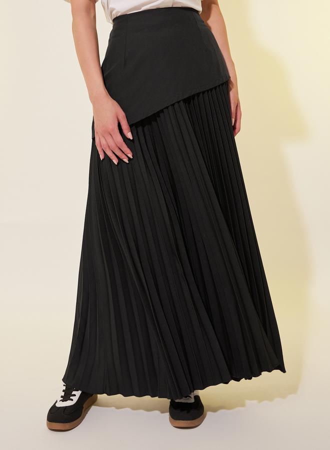 Take Two Solid Pleated A-Line Maxi Skirt - Image 2