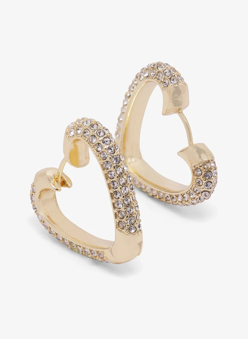 ايلا ليمتد اديشن Diamonte Rhinestone Embellished Heart Shaped Earrings