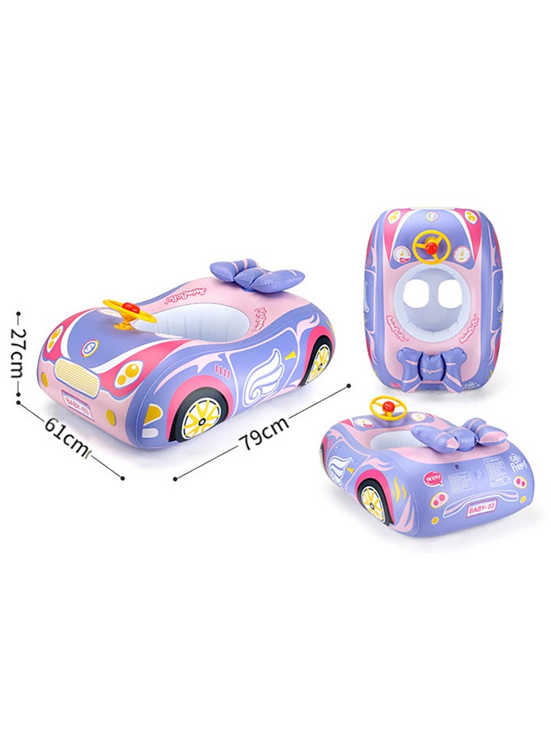 SwimBoBo - Baby Swimming Float Baby Float Inflatable Car Baby Swim Float Baby Floats for Swimming Baby Pool Float with Detachable Sun Protection Canopy and Safety Seat for Kids Aged 12-48 Months (Pink) - Image 1