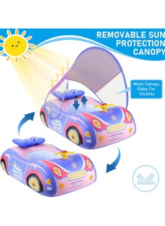 SwimBoBo Baby Swimming Float Baby Float Inflatable Car Baby Swim Float Baby Floats for Swimming Baby Pool Float with Detachable Sun Protection Canopy and Safety Seat for Kids Aged 12-48 Months (Pink)  - Image 2
