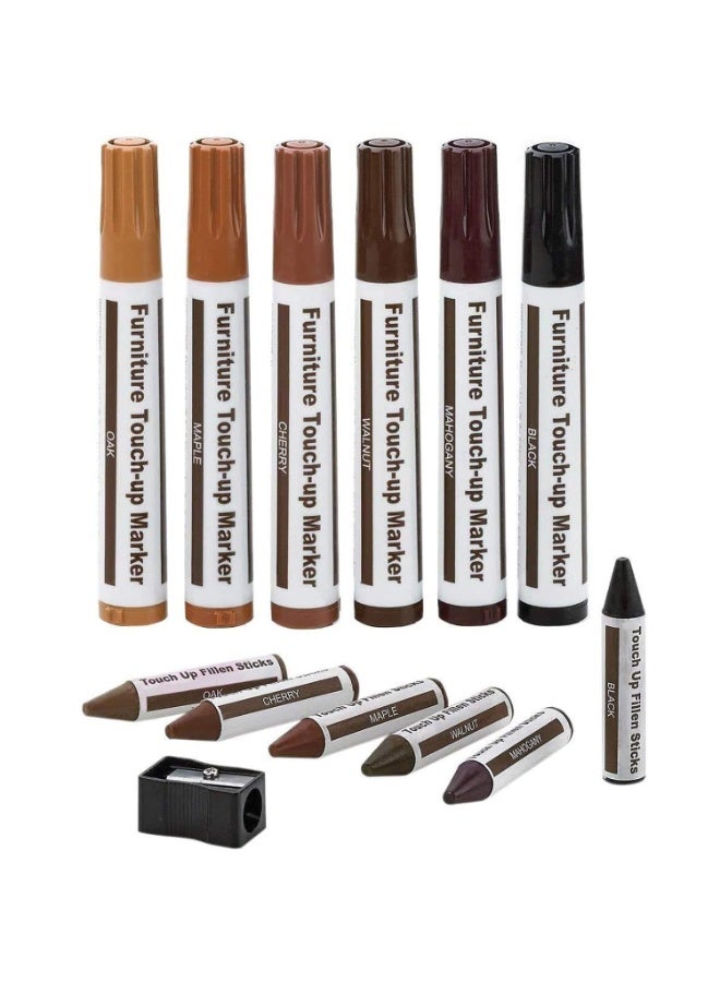 Furniture Repair Kit Wood Markers Wax Sticks，Set of 21-Markers and Wax Sticks with Sharpener Kit for Funiture Repair,Floor Scratch.Touch Up Repair System Set,Wood Restore Pack - Image 1