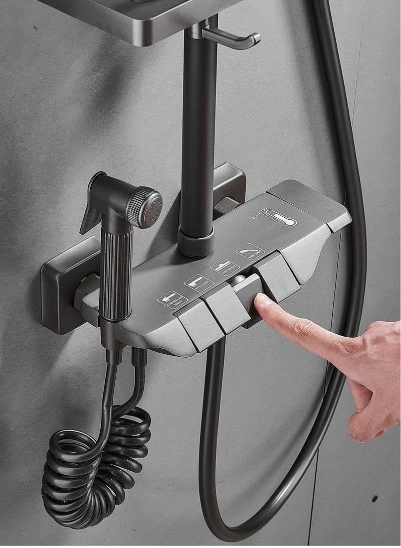 والالا مجموعة دش ، مجموعة صنبور دش ثرموستاتي ، مجموعة صنبور دش مثبت على الحائط ، بيانو ومفاتيح دش مع صنبور حمام ، بخاخ يدوي - Image 2