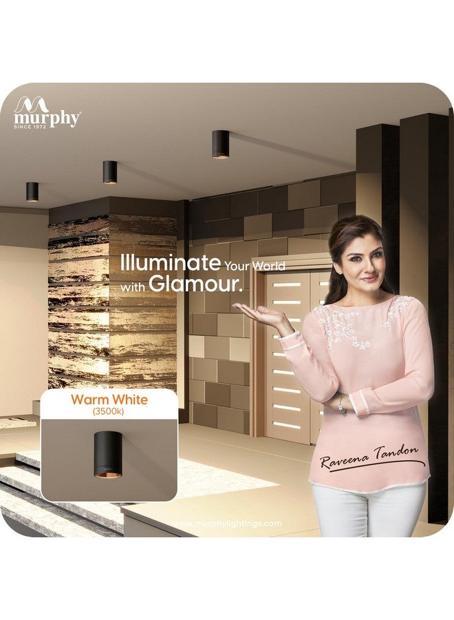 Murphy 10W Black Body Cylindrical Surface Mounted Spot Light Down Light (Warm White, Pack of 5)(Aluminium) - Image 5