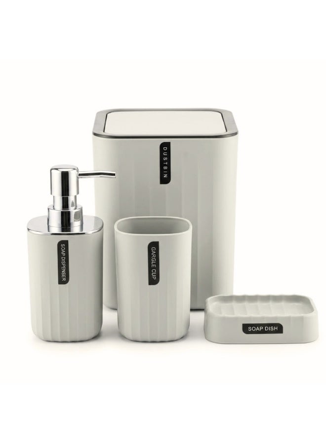 Feelings 4-Piece Modern Matt Grey Bathroom Accessory Set with Soap Dispenser, Tumbler, Soap Dish & Waste Bin - Image 1
