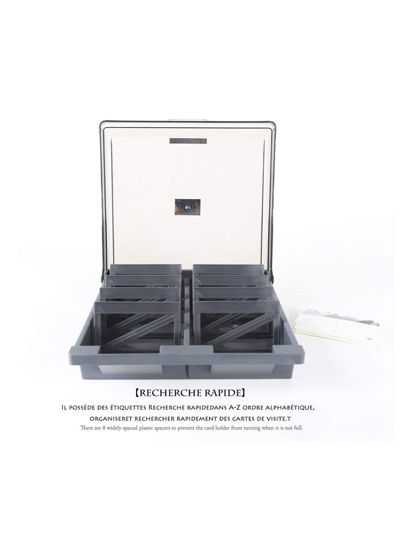 SYOSI 1000 Capacity Card Holder Business Card Storage Box, Desktop Card Organizer Card Box with Dividers Business Card Holder with Index Tabs Networking Card Organizer for 1000 Cards Storage  - Image 2