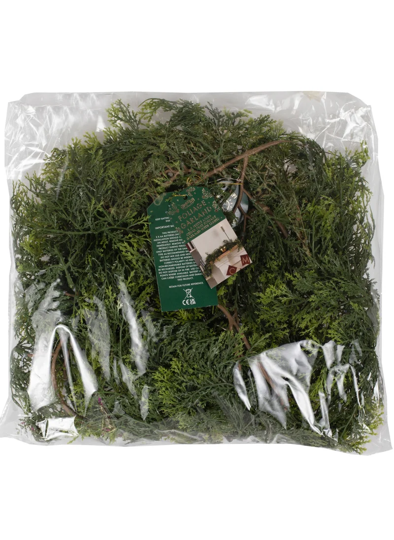 Ginger Ray Oversized Evergreen Garland - Cedar Foliage With Lights