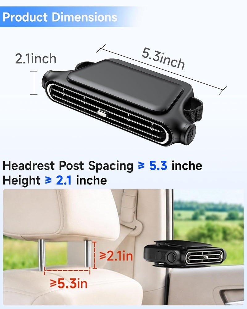 Vissko 2026 Car Fan for Backseat, USB Invisible Car Headrest Cooling Fan for Kids Replace Ventilated Seats with 3 Speeds Fit in Most Cars Vehicle Jeep Van RV Truck - Image 5
