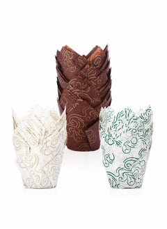 Generic 200Pcs Tulip Baking Cups Muffin Liners Wrappers Baking Cup Holders Cupcake Liners for Wedding, Birthday, Anniversary, Party In 3 Patterns  - Image 1