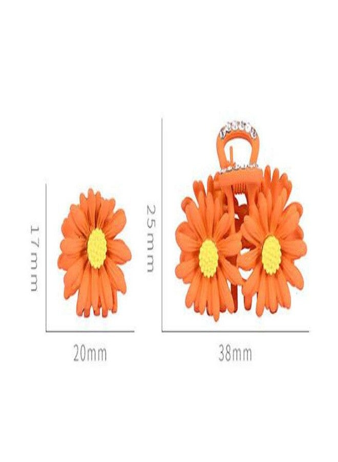 سوبيربليس 6 قطع من إكسسوارات الشعر المعدنية النسائية على شكل زهرة عباد الشمس، مزينة بأحجار الراين، مشابك شعر أنيقة على شكل زهرة الأقحوان الصغيرة، مشابك شعر عصرية - Image 2