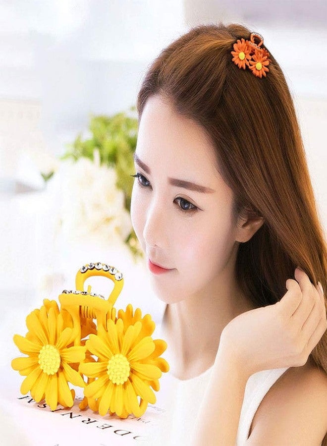 سوبيربليس 6 قطع من إكسسوارات الشعر المعدنية النسائية على شكل زهرة عباد الشمس، مزينة بأحجار الراين، مشابك شعر أنيقة على شكل زهرة الأقحوان الصغيرة، مشابك شعر عصرية - Image 4