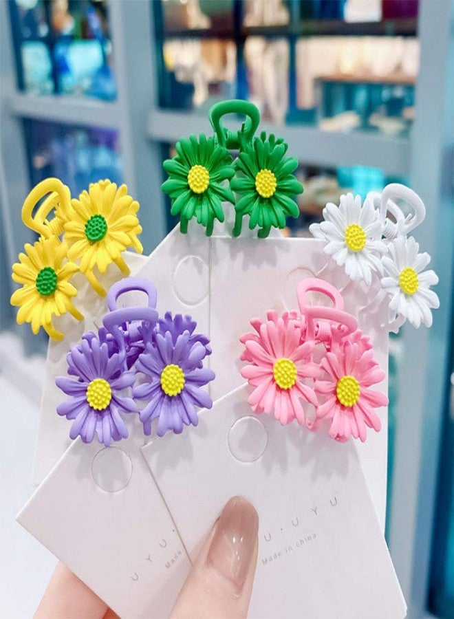 سوبيربليس 6 قطع من إكسسوارات الشعر المعدنية النسائية على شكل زهرة عباد الشمس، مزينة بأحجار الراين، مشابك شعر أنيقة على شكل زهرة الأقحوان الصغيرة، مشابك شعر عصرية - Image 3