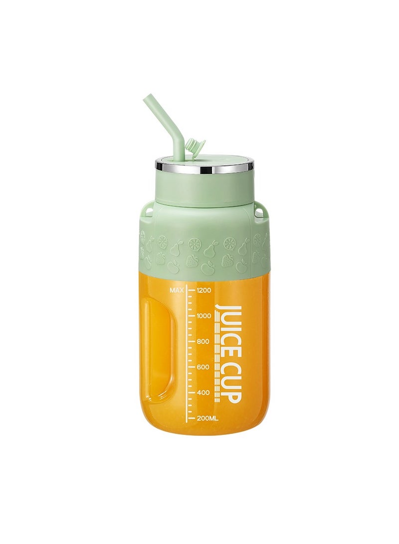 Portable Wireless Juicer Cup, 14 Stainless Steel Blades, with Straw for Direct Drinking, USB Rechargeable Dual Speed, Ice Crushing, Multi-functional Electric Blender for Home, Office, Travel, 1200ML Large Capacity Creative Gift(K3-Green)  - Image 1