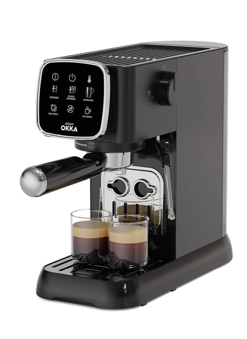 arzum okka Solo Espresso Machine Semi Automatic 1628 Watt Pressure15 bar  Capacity: 1.1L liters OK0034-0500 Black/Silver  - Image 1