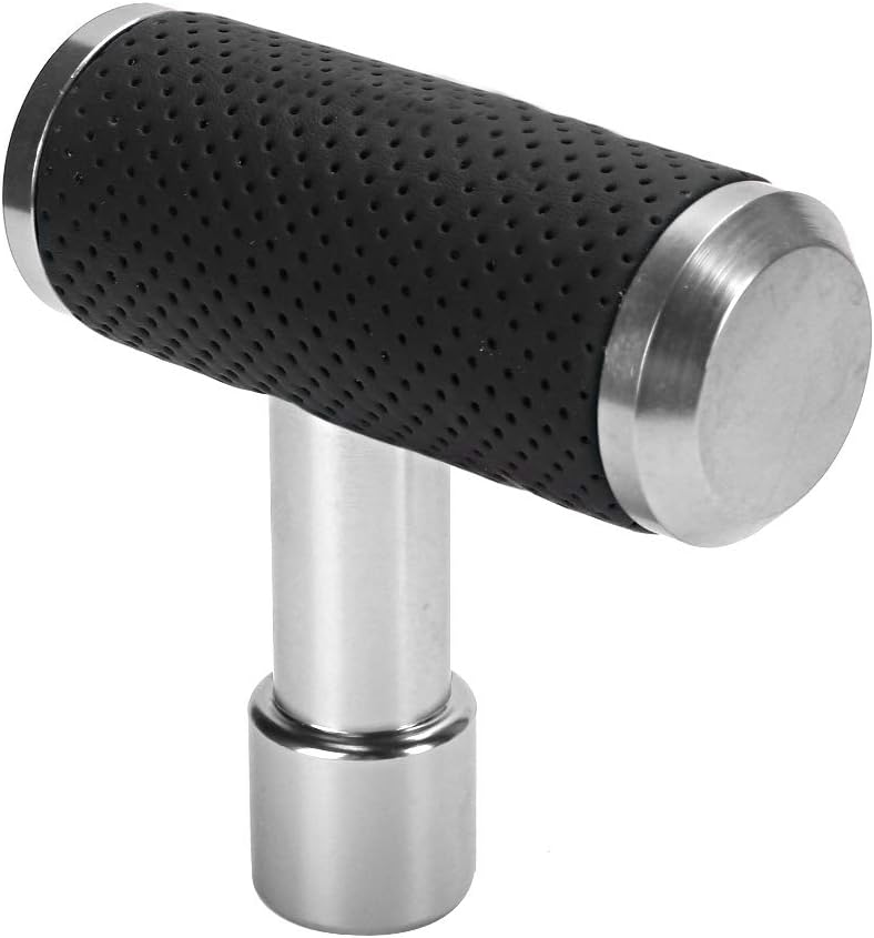 T Shaped Car Shift Gear Knob, Universal Manual and Automatic Gear Shifter, Aluminum Alloy with Leather - Comfortable Grip, Easy Installation, Suitable for All Vehicles (Silver) - Image 3