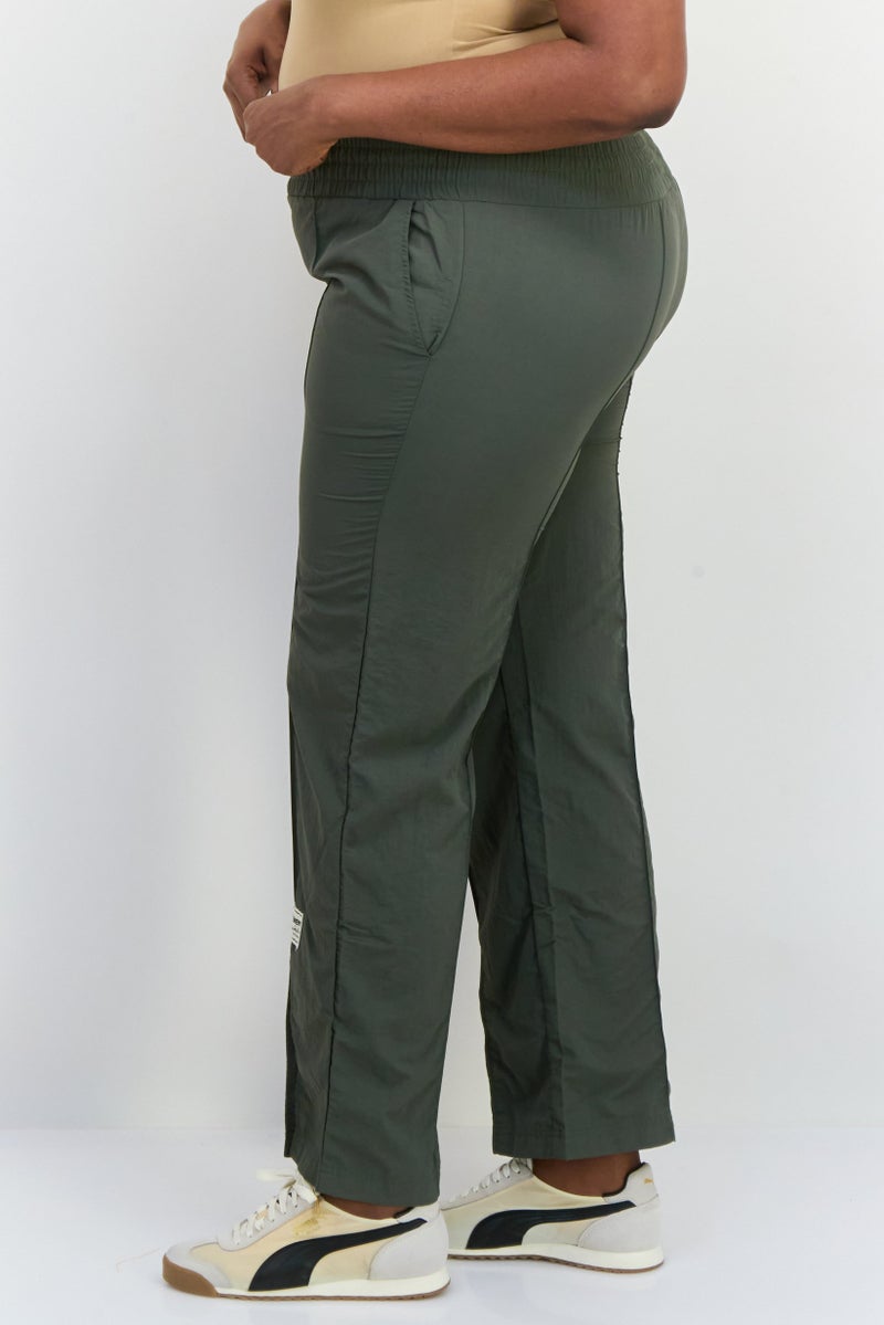 The Giving Movement Women Regular Fit Solid Wide Leg Pants, Dark Olive - Image 2