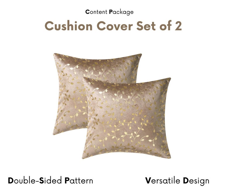 RD TREND Velvet Cushion Covers, 40 x 40 cm/16 x 16 inches, Pack of 2,250 TC, Side Zipper (Brown) - Image 5