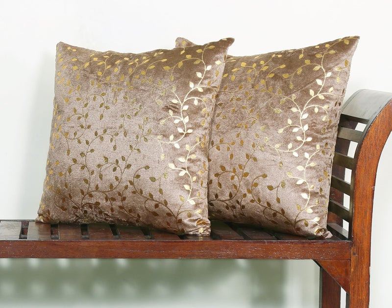 RD TREND Velvet Cushion Covers, 40 x 40 cm/16 x 16 inches, Pack of 2,250 TC, Side Zipper (Brown) - Image 1