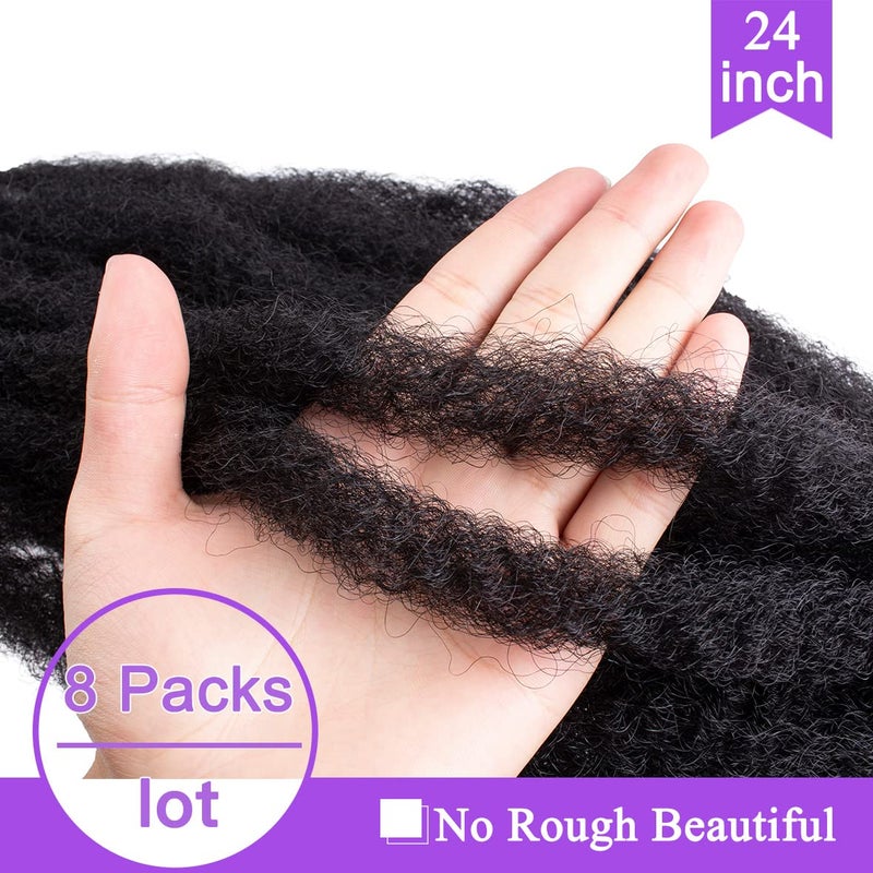 ZRQ 8 Packs Marley Hair Crochet Braids,24 Inch Afro Kinky Marley Braiding Hair, Synthetic Curly Twist Marley Hair, Long Springy Afro Twist Hair Extensions (1B#,8 Packs) - Image 3