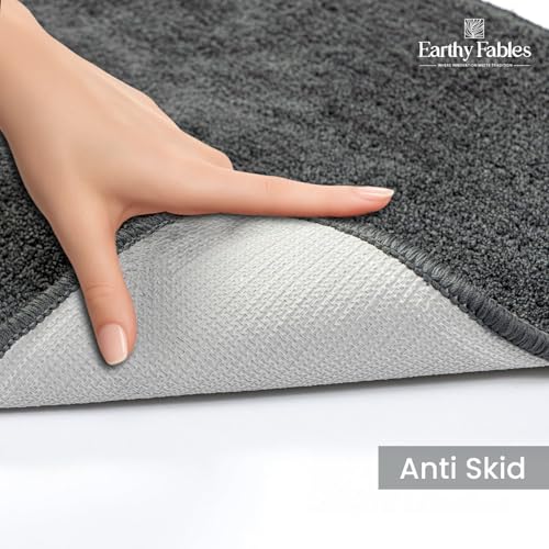 Earthy Fables Soft Microfiber Rectangular Bath Mat - Cut Pile, Quick Dry, Anti-Skid, Water Absorbent, Non-Slip, Machine Washable Floor Rug, Shower Mat, Door Mat for Bathroom, Bedroom, 60x40 cm - Grey - Image 5