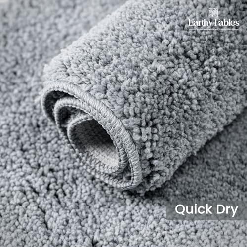 Earthy Fables Soft Microfiber Rectangular Bath Mat - Cut Pile, Quick Dry, Anti-Skid, Water Absorbent, Non-Slip, Machine Washable Floor Rug, Shower Mat, Door Mat for Bathroom, Bedroom, 60x40 cm - Grey - Image 3