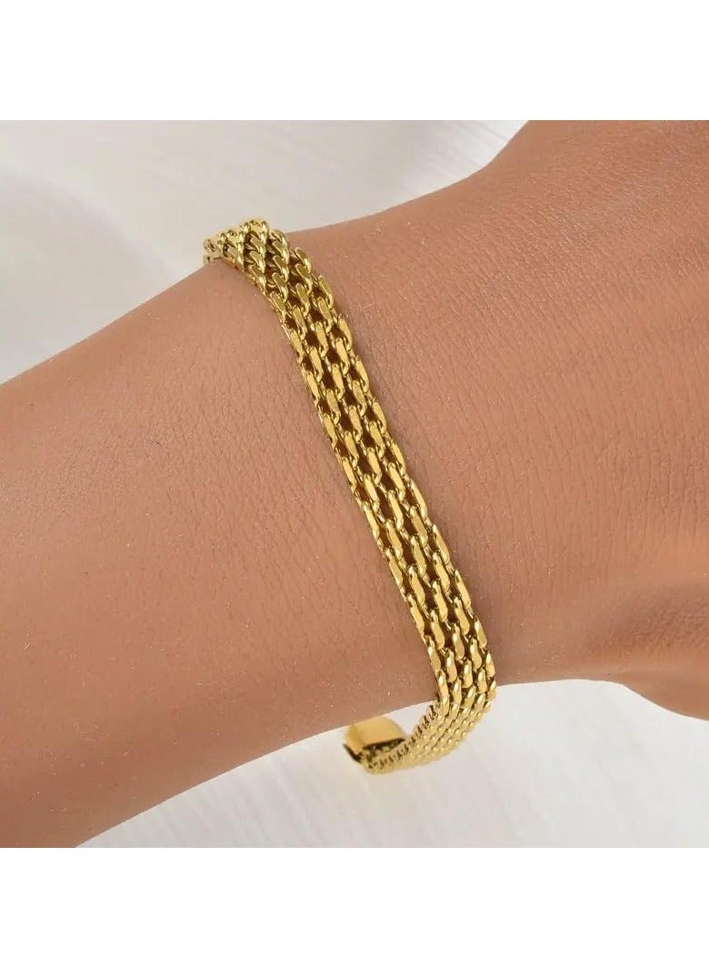 Fayrouz Jewellery 1pc necklace + 1pc bracelet made of stainless steel, featuring hip hop punk design of stainless steel, stylish chain set perfect for everyday wear. Chain and bracelet or necklace from Fairuz Jewelry - Image 3