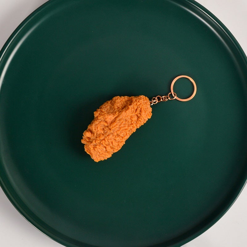 Realistic Fast Food Model KeychainsSingle Chicken Wings (Gold Keychain) Single Chicken Wings (Gold Keychain)