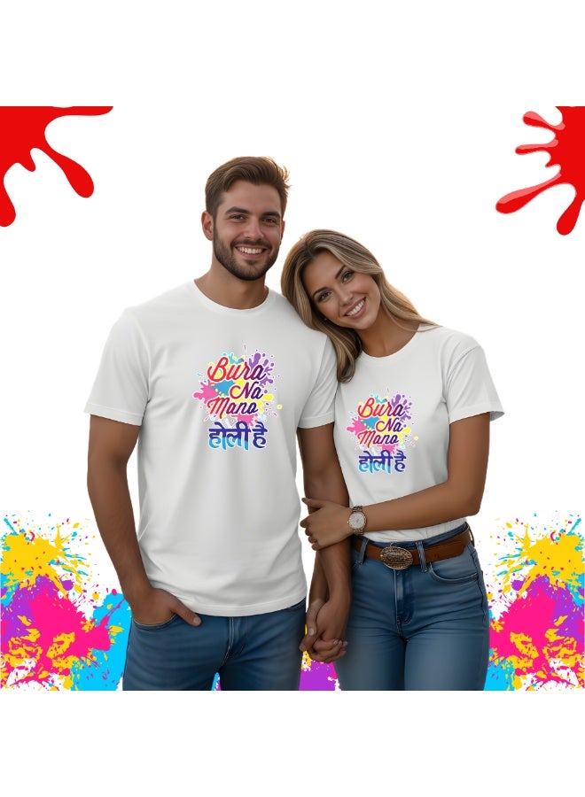 برينت شوب فور مي احتفال هولي - قمصان هولي المتطابقة للزوجين - قمصان هولي للزوجين - قمصان هولي المتطابقة للرجال والنساء برقبة دائرية وأزواج هولي - Image 4