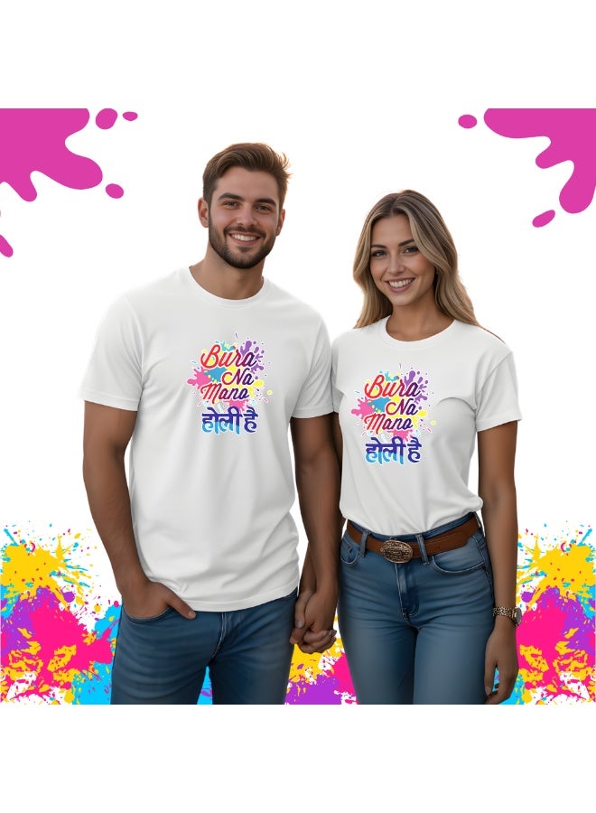 برينت شوب فور مي احتفال هولي - قمصان هولي المتطابقة للزوجين - قمصان هولي للزوجين - قمصان هولي المتطابقة للرجال والنساء برقبة دائرية وأزواج هولي - Image 2