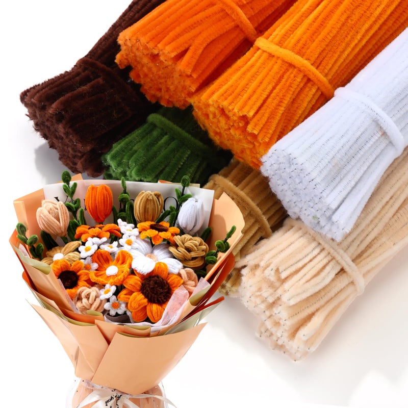 DaisyInner دايزي إنر 700 قطعة منظفات أنابيب افعلها بنفسك لتنظيف الحرف، أنابيب زهور بالجملة، سيقان شينيل باستيل، ملونة بتدرجات زهور، رقيق لعيد الحب، زينة حفلات المدارس (ثيم أصفر) - Image 1