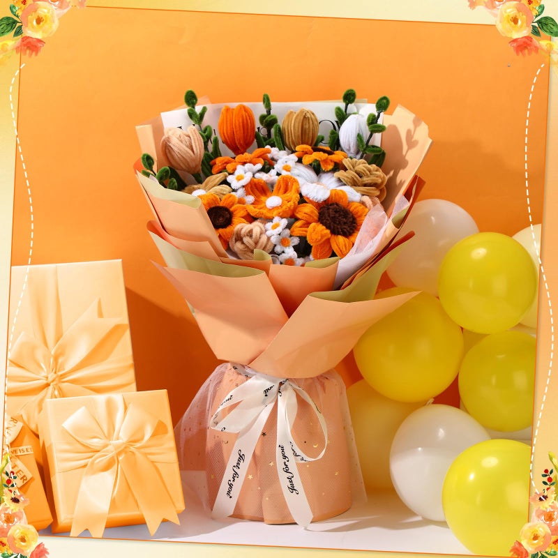 DaisyInner دايزي إنر 700 قطعة منظفات أنابيب افعلها بنفسك لتنظيف الحرف، أنابيب زهور بالجملة، سيقان شينيل باستيل، ملونة بتدرجات زهور، رقيق لعيد الحب، زينة حفلات المدارس (ثيم أصفر) - Image 5