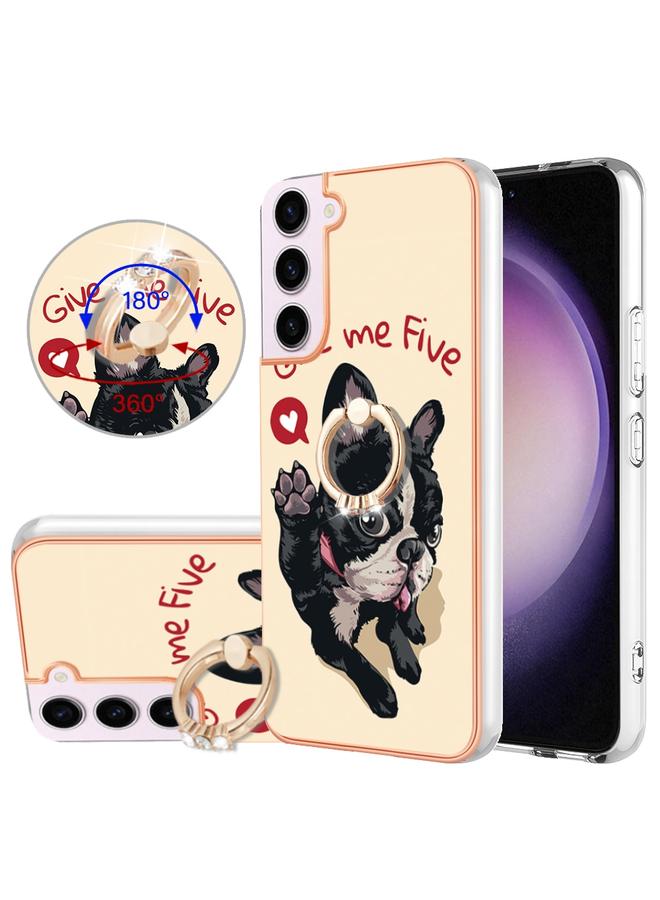 اس-توب جراب لهاتف Samsung Galaxy S23 5G مطلي بالكهرباء من الجانبين مع حامل حلقي - Image 1