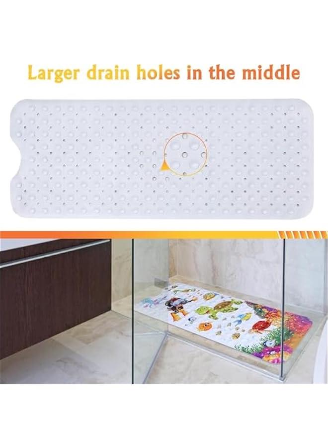 HOOKOR Durku Baby Bath Mat for Tub for Kids, 40 X 16 Inch Non Slip Cartoon Bath Tub Shower Mat Anti Slip with Drain Holes and Suction Cups Machine Washable (Turtle) - Image 4