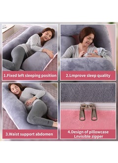 Yoawllty G-Shaped Pregnancy Pillow, Maternity Pillow for Sleeping, Full Body Support Pillow During Pregnancy with Replaceable and Washable Velvet Cover (Pink and Grey)  - Image 4