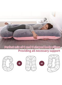 Yoawllty G-Shaped Pregnancy Pillow, Maternity Pillow for Sleeping, Full Body Support Pillow During Pregnancy with Replaceable and Washable Velvet Cover (Pink and Grey)  - Image 5