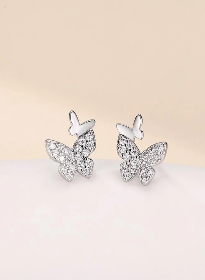 تايك تو أقراط فضية مُزينة على شكل فراشة