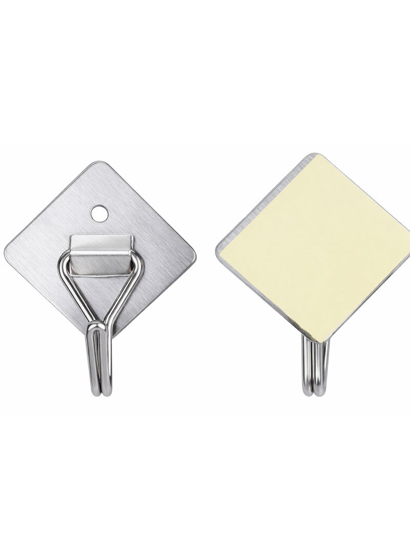 Stainless Steel Self Adhesive Wall Hooks, Diamond Shape Removable No-Drill Hooks, Waterproof Heavy Duty Wall Mount Hooks for Bathroom, Kitchen & Living Room, 10kg Load Capacity – 12 Pieces - Image 4