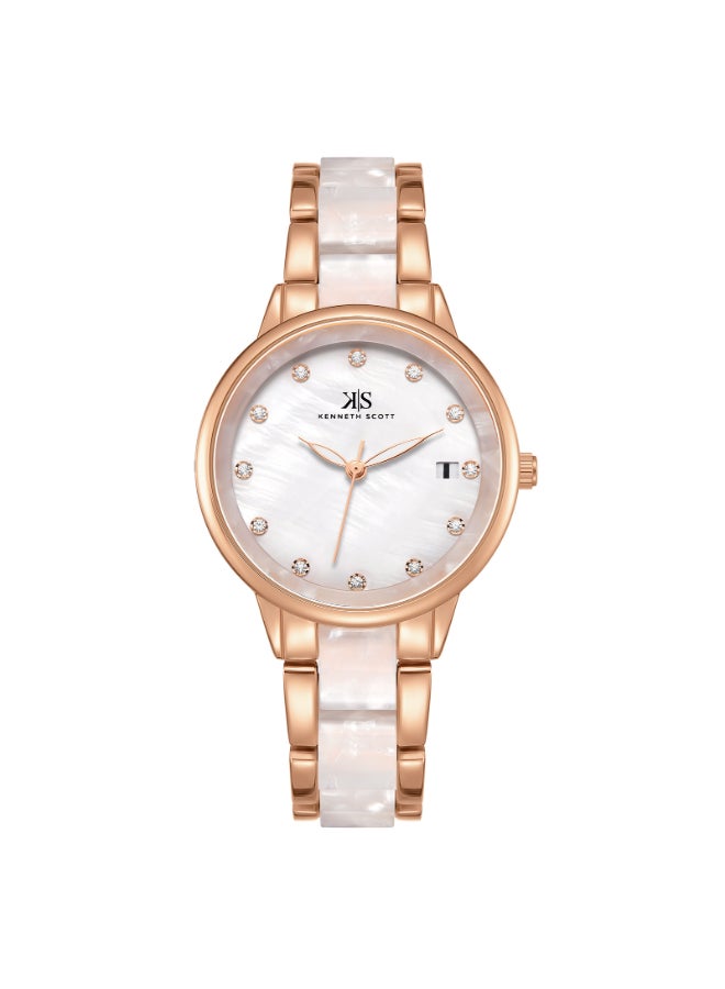 KENNETH SCOTT Women's Alloy and Acetate Plastic Analog Watch K24503-RCWM - 10.3 mm  - Image 1