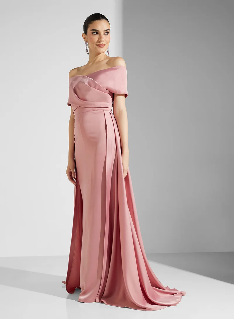 Akadia Fashion  Off Shoulder Pleated Maxi Dress for Women | Best Price UAE