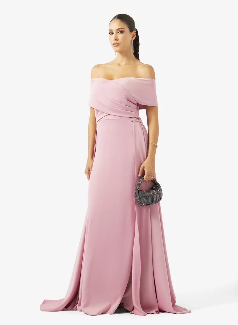 Akadia Fashion  Off Shoulder Pleated Maxi Dress for Women | Best Price UAE
