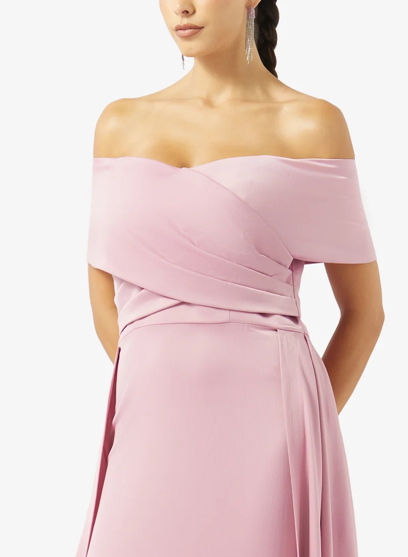 Akadia Fashion  Off Shoulder Pleated Maxi Dress for Women | Best Price UAE