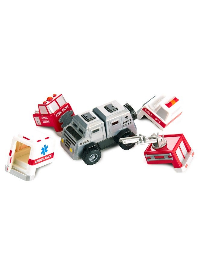 Popular Playthings Magnetic Build-A-Truck Fire and Rescue Magnetic Toy Play Set, 6 Pieces - Image 1
