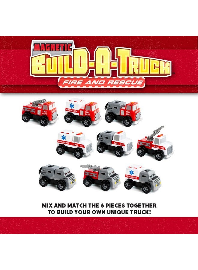 Popular Playthings Magnetic Build-A-Truck Fire and Rescue Magnetic Toy Play Set, 6 Pieces - Image 2