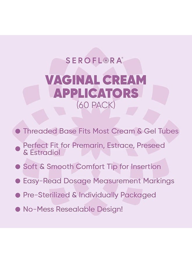 Serovera Seroflora Disposable Vaginal Cream Applicators - Fits Preseed, Premarin, Estrace, and Most OTC Gels, Lubricants, and Creams - Threaded End, Comfort Tip, and Dosage Markings (60 pack) - Image 5