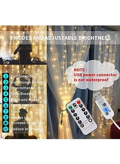 SHOPIVA SHOPIVA an Exclusively Window Curtain String Light 300 LED 8 Lighting Modes Fairy Lights Remote Control USB Powered Home Wall Decorations Warm White  - Image 4