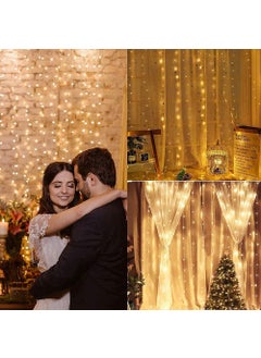 SHOPIVA SHOPIVA an Exclusively Window Curtain String Light 300 LED 8 Lighting Modes Fairy Lights Remote Control USB Powered Home Wall Decorations Warm White  - Image 3