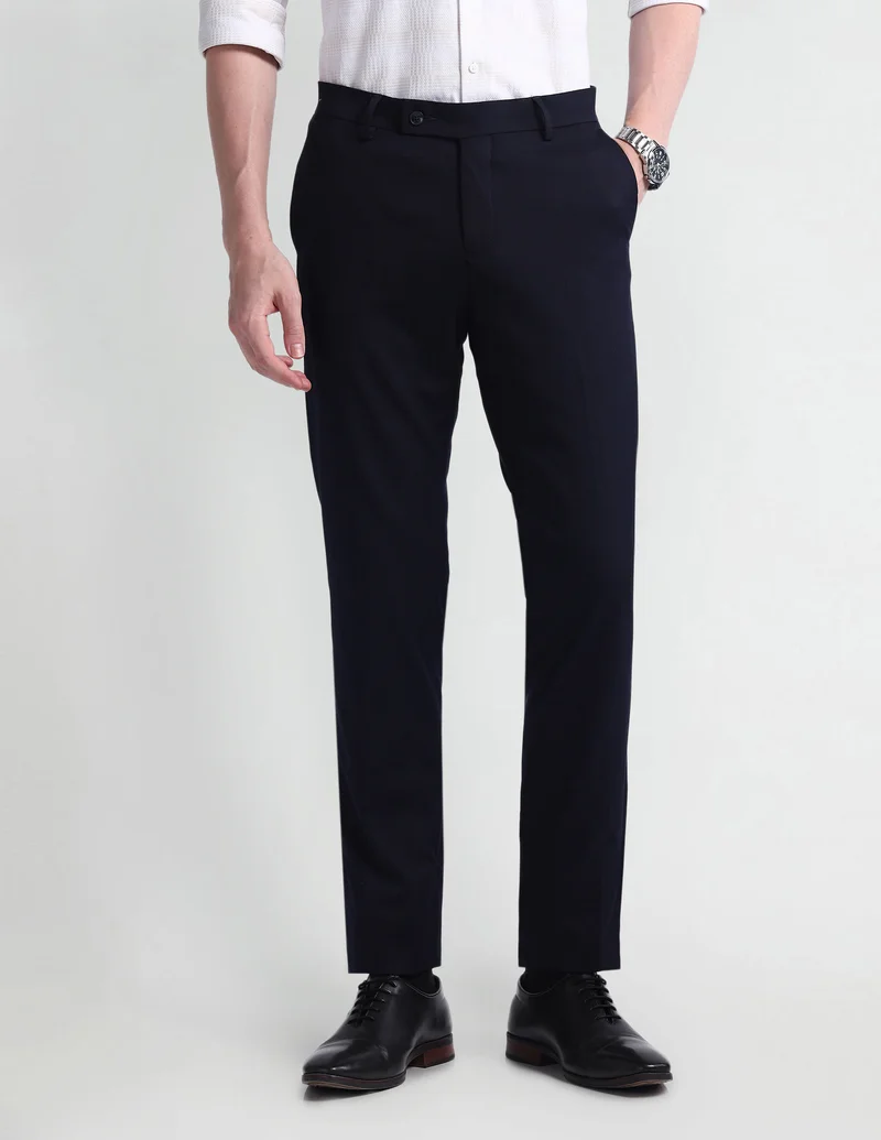 Solid Regular Fit Formal Trousers