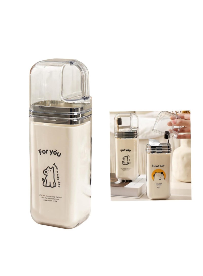 3-in-1 Dustproof Travel Toothbrush Holder Case – Portable Multifunctional with Toothpaste Container & Rinse Cup | for Travel, Business, Camping, School & Trips（1pcs,Dog）  - Image 1