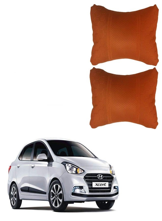 Adroitz Orange Leathertte Material Neck Rest Cushion in Football Design for Car_392 - Image 1
