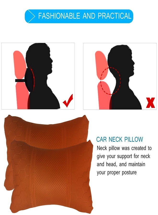 Adroitz Orange Leathertte Material Neck Rest Cushion in Football Design for Car_392 - Image 5