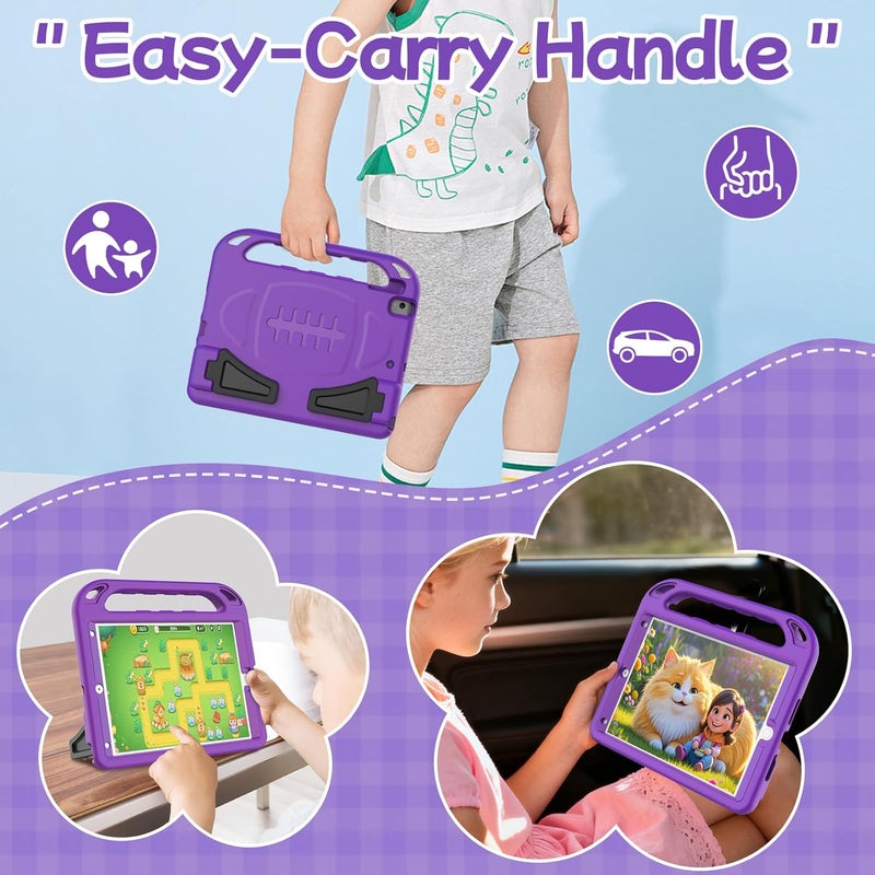 BMOUO Kids Case for iPad 9th/8th/7th Generation (iPad 10.2 inch, 2021/2020/2019), with Built-in Screen Protector, Shockproof Handle Stand iPad 9th 8th 7th Generation Case for Kids, Purple - Image 4
